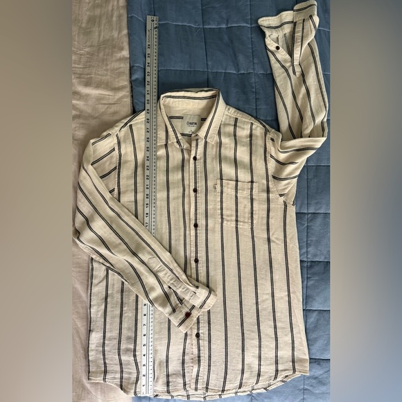 EUC Katin Striped Cotton Linen Button-Up Shirt LG | Coastal Surf SoCal Style 🌴 - Picture 7 of 11